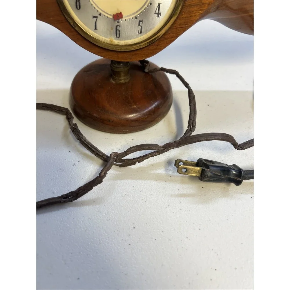 Vintage Wooden Propeller Electric Wall Clock by Lanshire Parts Or Repair 18